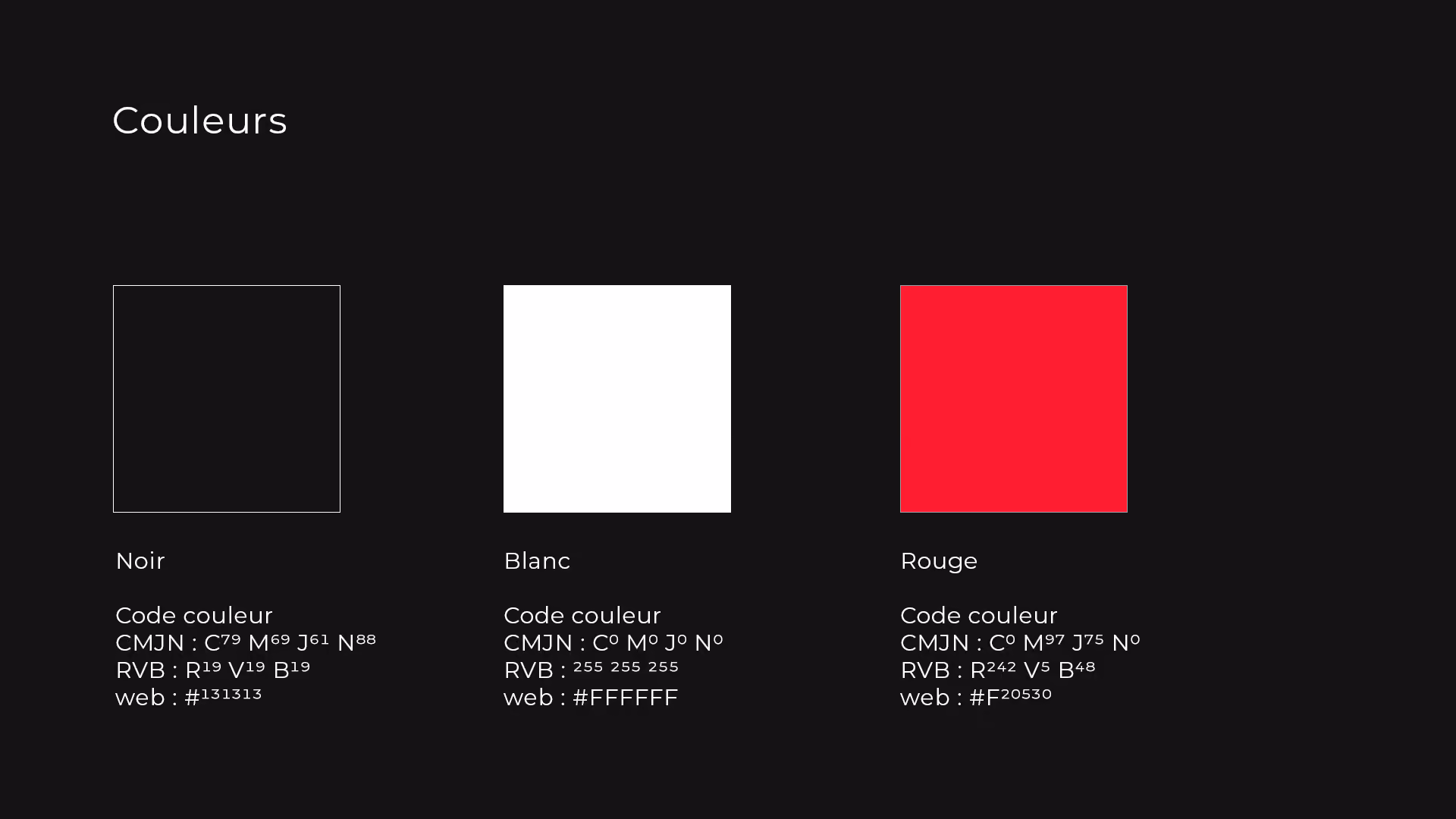 Palette de couleurs de l’identité visuelle de Cryfe