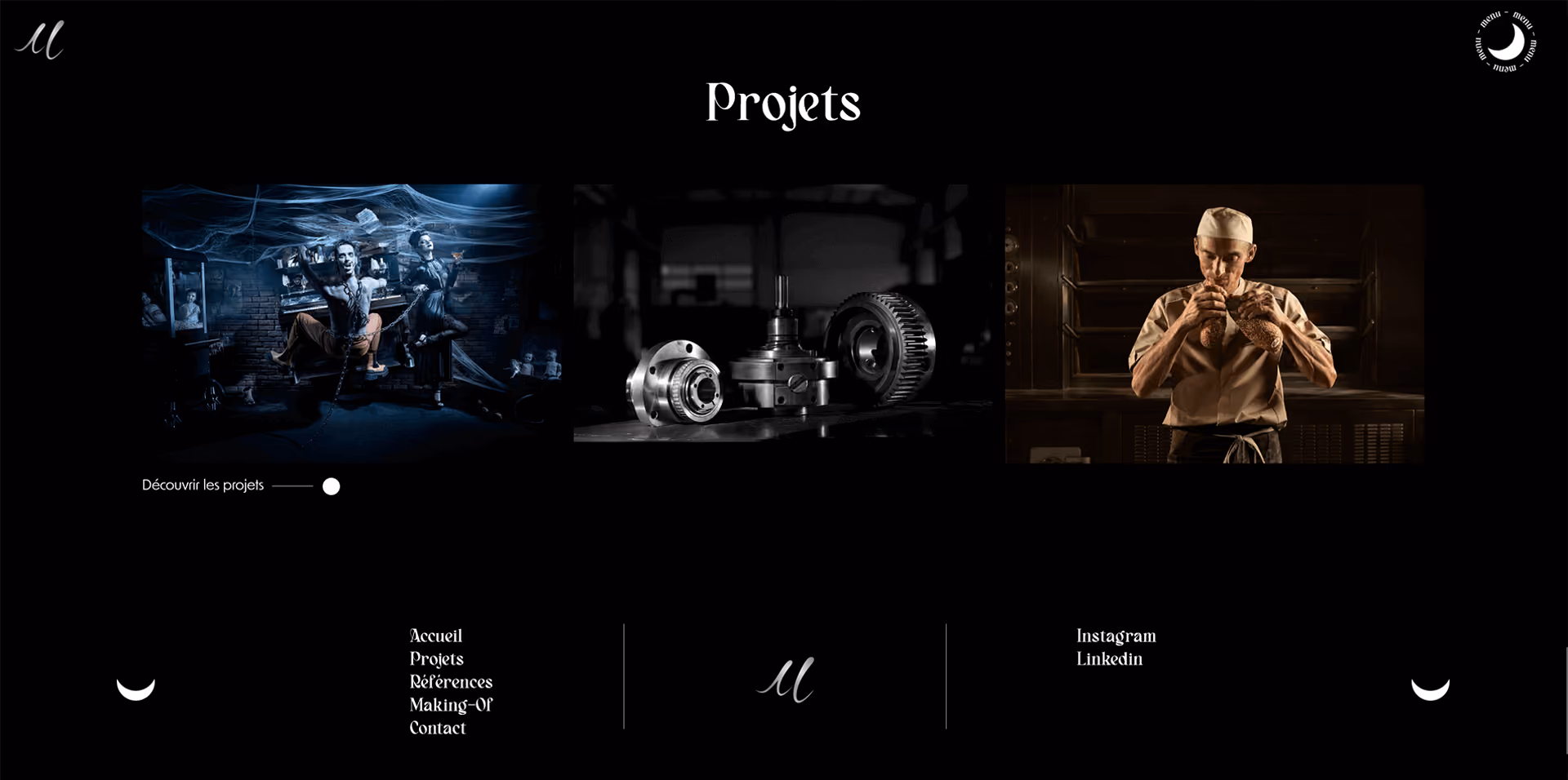 Page web présentant les derniers projets Metrize sous forme d’une liste de photographies