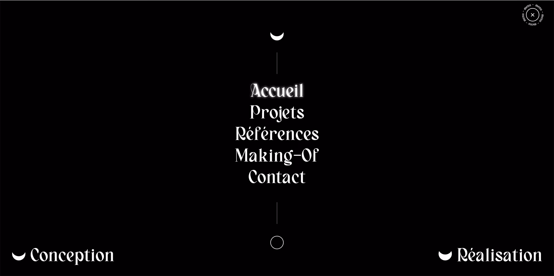 Menu de navigation du site Metrize listant les catégories "Accueil", "À propos", "Références", "Making-Of" et "Contact"
